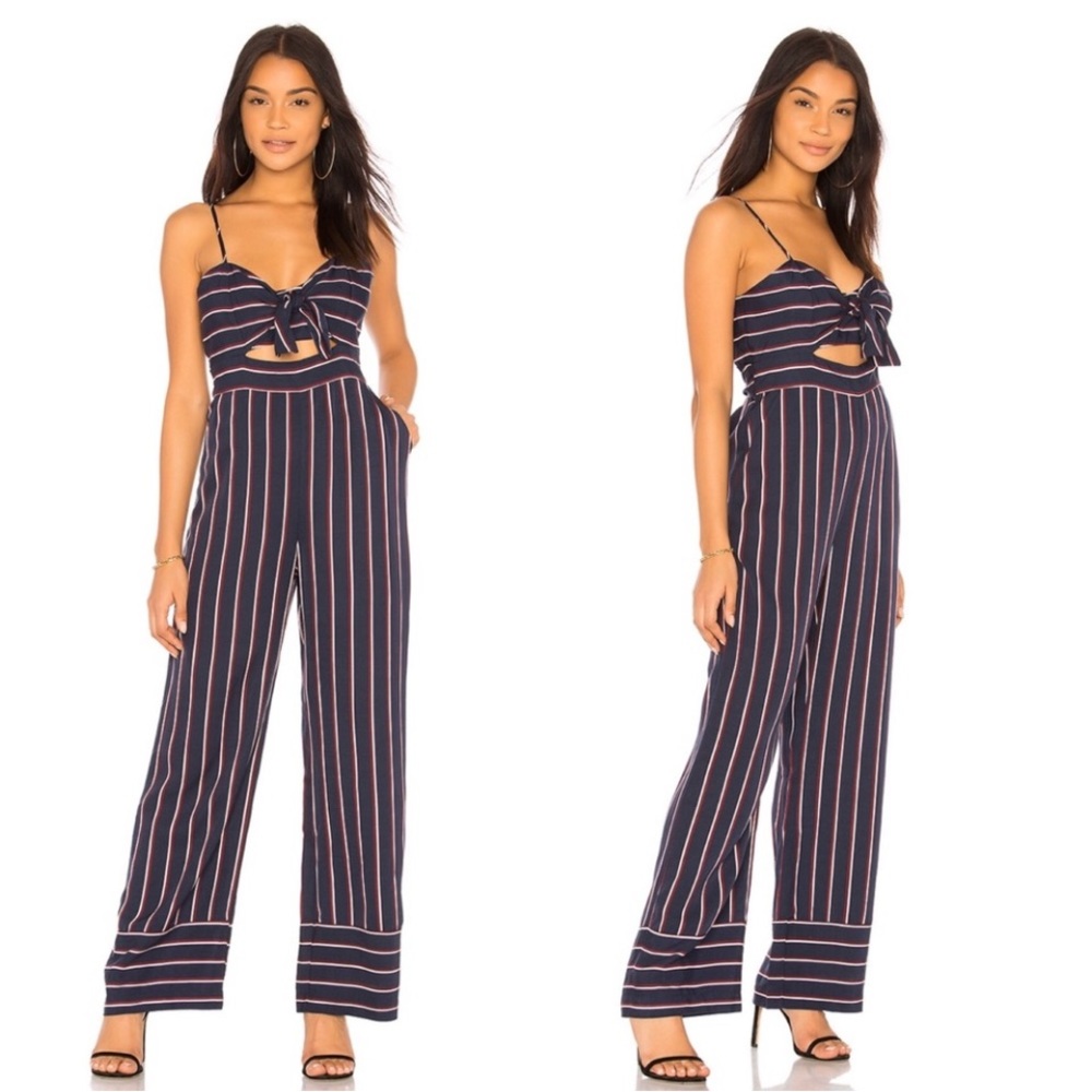 Bardot Lulu Jumpsuit in Navy Stripe